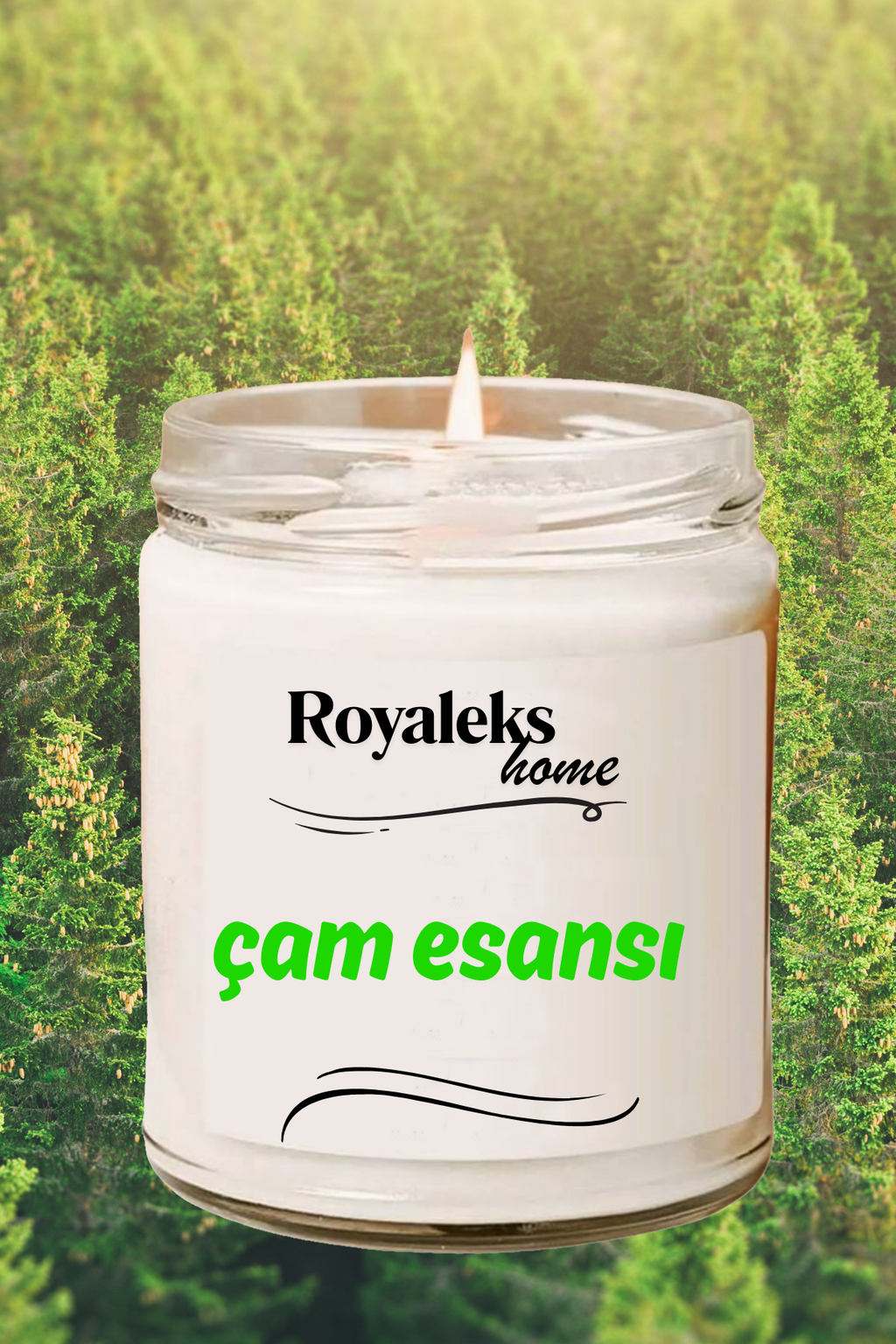 Doğal Özel Seri Kokulu Dekoratif Kavanoz Mum 210 cc - Çam Esansı - RYL