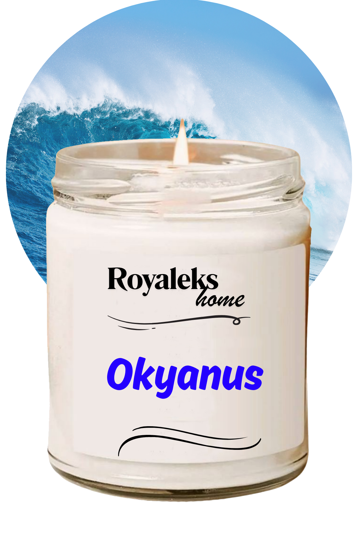 Doğal Özel Seri Kokulu Dekoratif Kavanoz Mum 210 cc - Okyanus Esansı - RYL