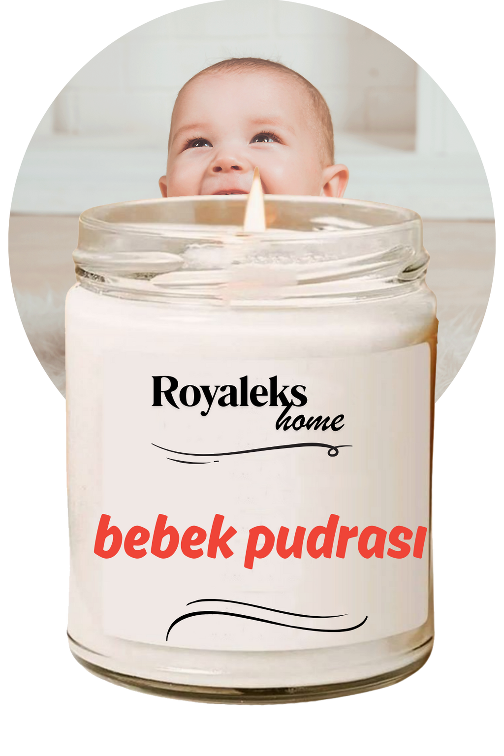 Doğal Özel Seri Kokulu Dekoratif Kavanoz Mum 210 cc - Bebek Pudrası - RYL