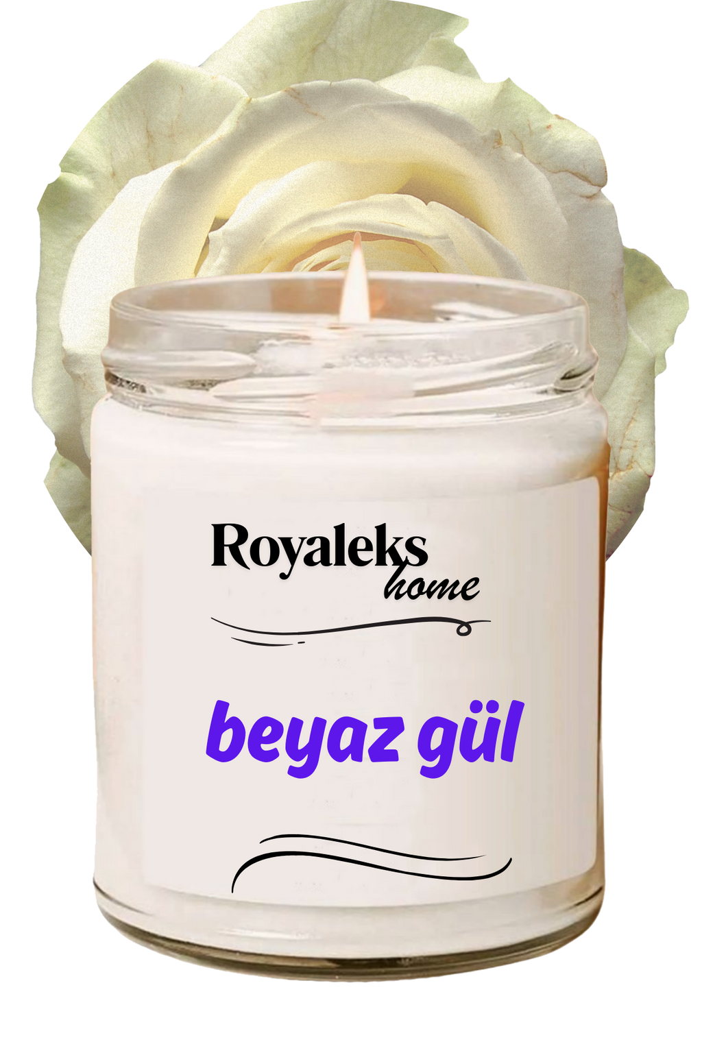 Doğal Özel Seri Kokulu Dekoratif Kavanoz Mum 210 cc - Beyaz Gül - RYL