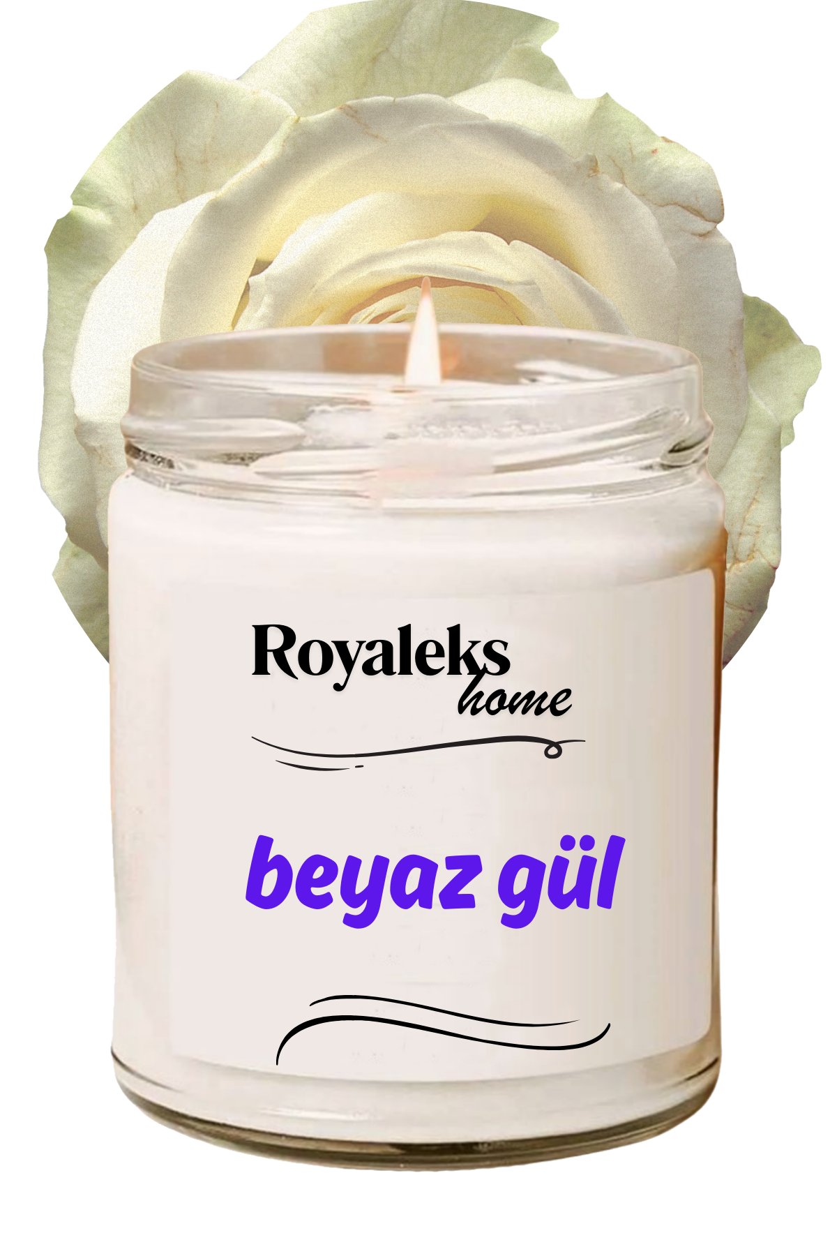 Doğal Özel Seri Kokulu Dekoratif Kavanoz Mum 210 cc - Beyaz Gül - RYL