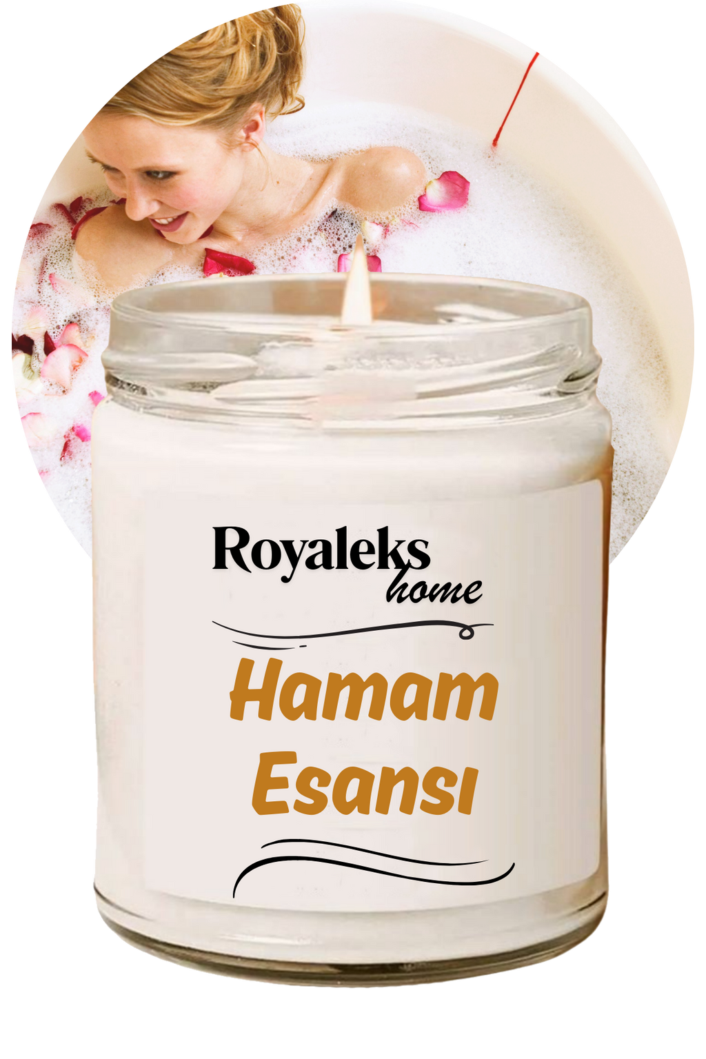 Doğal Özel Seri Kokulu Dekoratif Kavanoz Mum 210 cc - Hamam Esansı - RYL