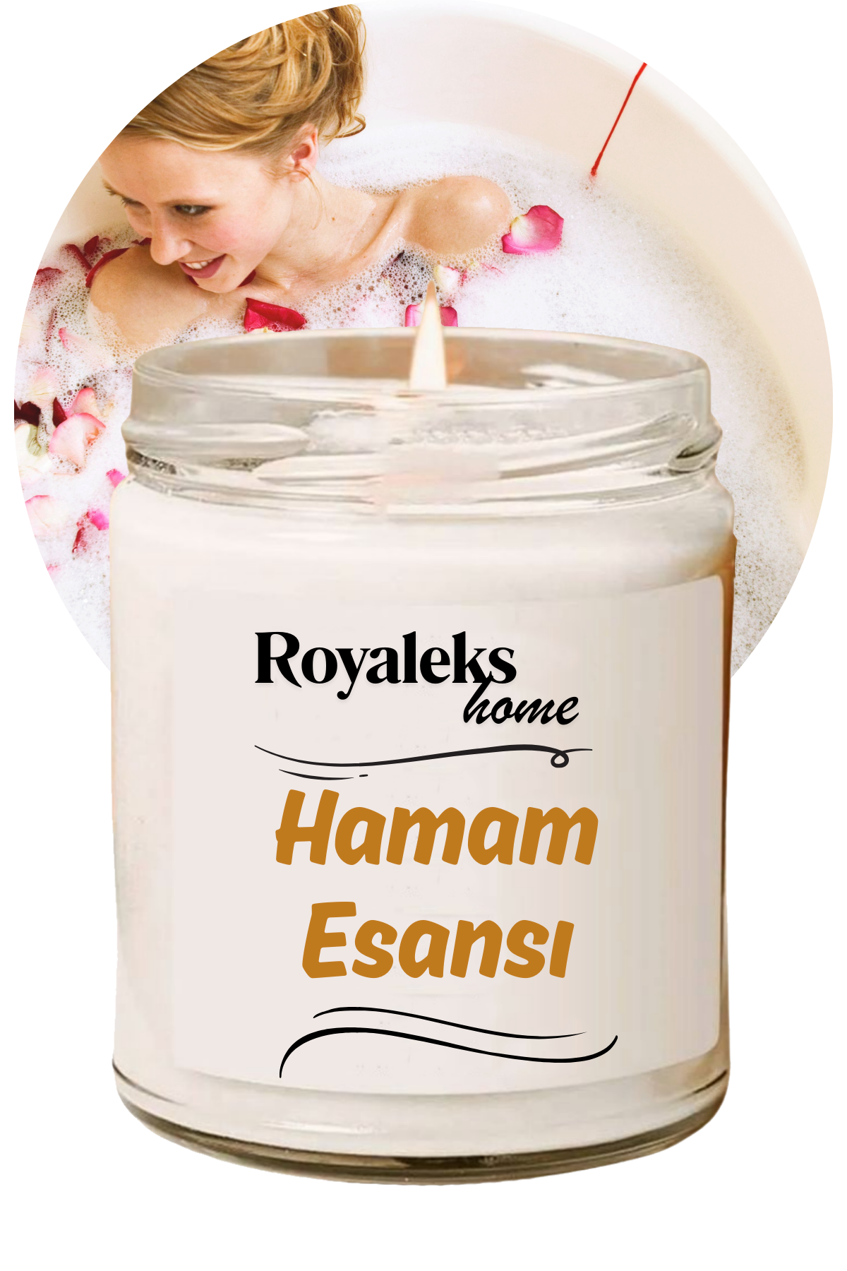Doğal Özel Seri Kokulu Dekoratif Kavanoz Mum 210 cc - Hamam Esansı - RYL
