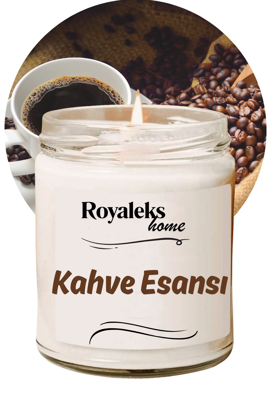 Doğal Özel Seri Kokulu Dekoratif Kavanoz Mum 210 cc - Kahve Kokusu Esansı - RYL