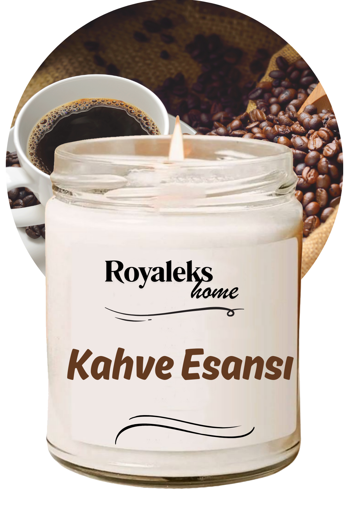 Doğal Özel Seri Kokulu Dekoratif Kavanoz Mum 210 cc - Kahve Kokusu Esansı - RYL