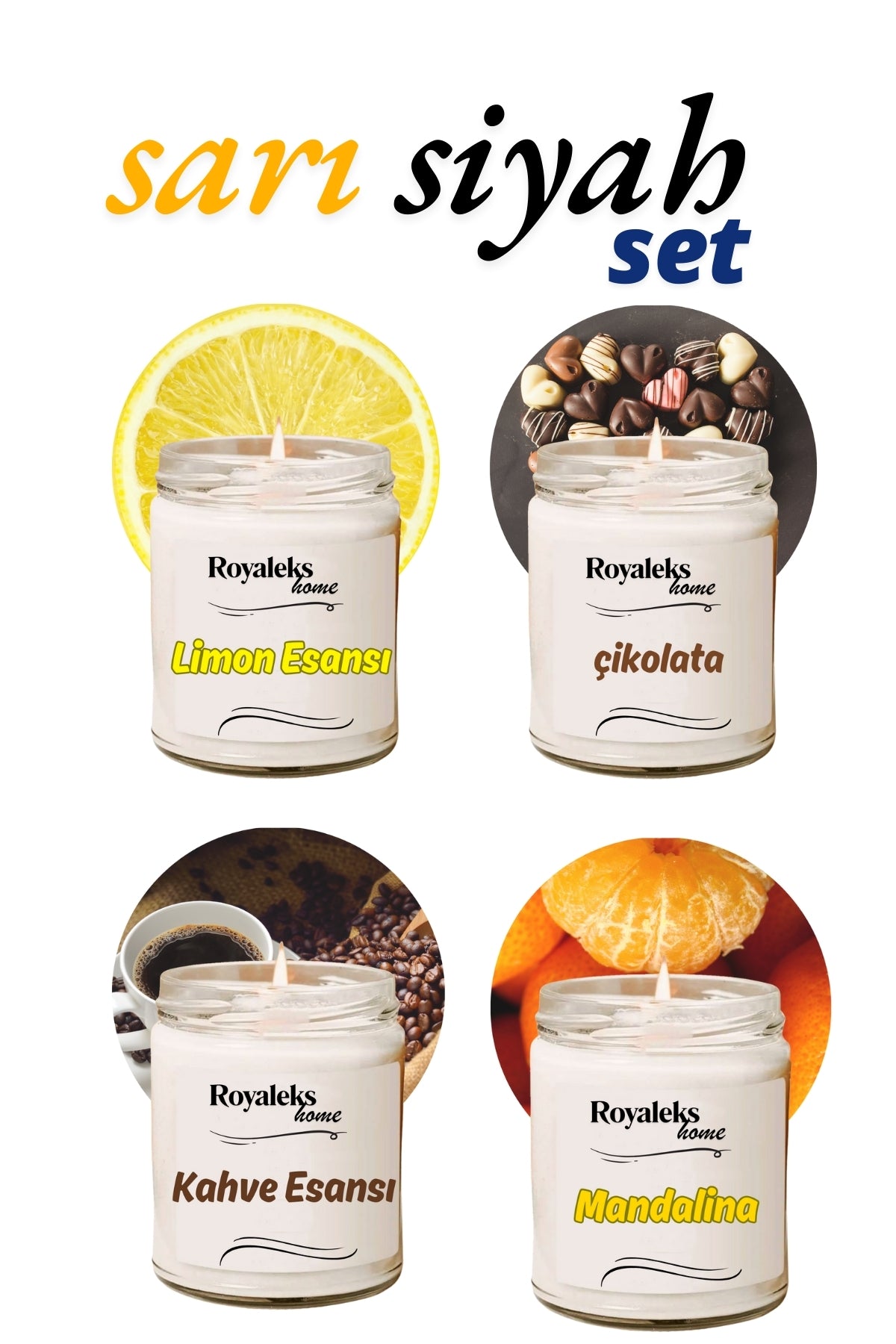 4 Adet Doğal Özel Seri Kokulu Dekoratif Kavanoz Mum 4X210 cc - Sıcak Set - RYL