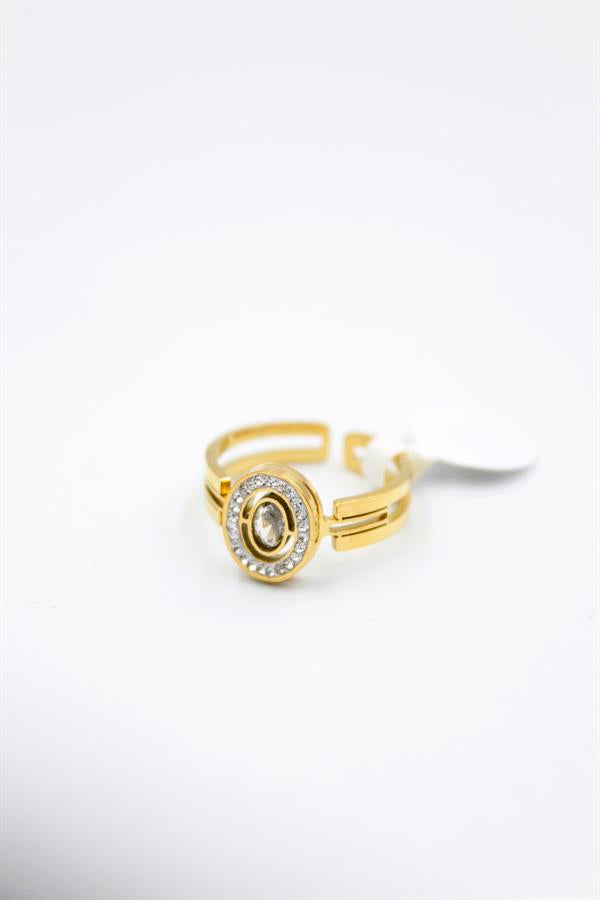 6'lı Yuvarlak Taşlı Yüzük - Altın