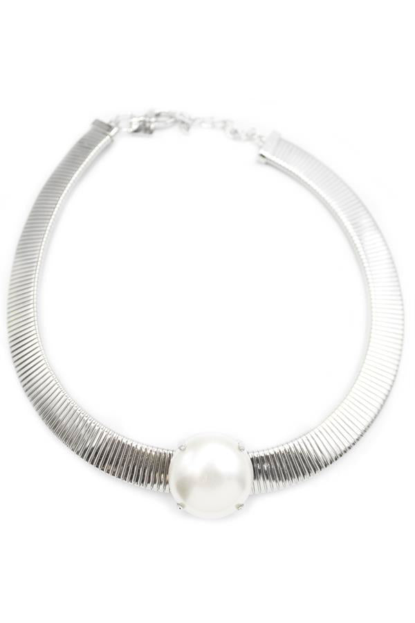 İncili Tasma Kolye - Gümüş