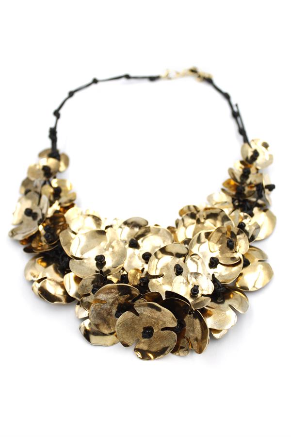 Çoklu Çiçek Kolye - Altın