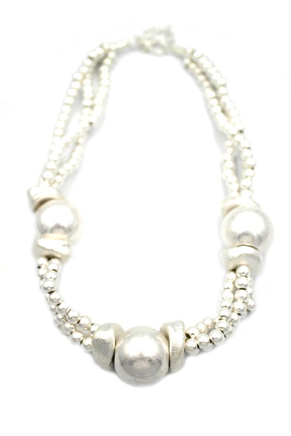 Mat Boncuk Kolye - Gümüş