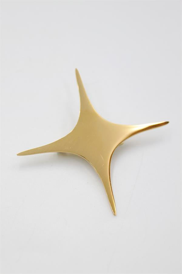 Çelik Yıldız Broş - Altın