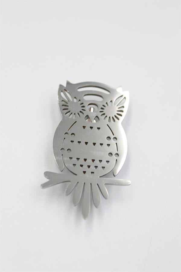 Çelik Baykuş Broş - Gümüş