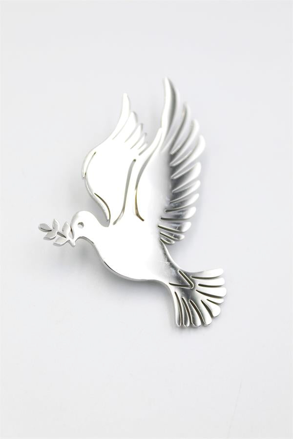 Çelik Güvercin Broş - Gümüş