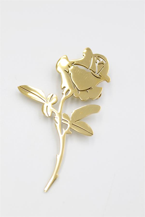 Çelik Gül Broş - Altın
