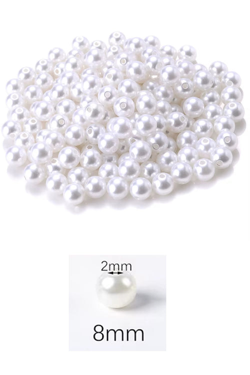 1.000 gram (1 kg.) 8mm Beyaz Renk Plastik İnci Boncuk Çanta ve Takı Yapım Boncuğu (~3.200 adet)