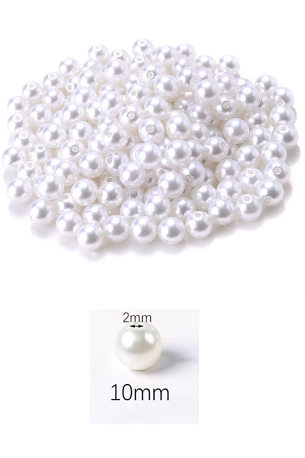 1.000 gram (1 kg.) 10mm Beyaz Renk Plastik İnci Boncuk Çanta ve Takı Yapım Boncuğu (~1.900 adet)