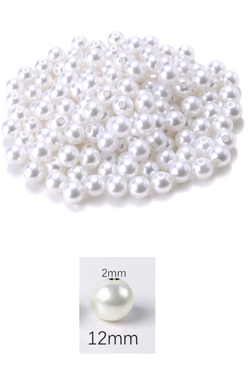 1.000 gram (1 kg.) 12mm Beyaz Renk Plastik İnci Boncuk Çanta ve Takı Yapım Boncuğu (~800 adet)