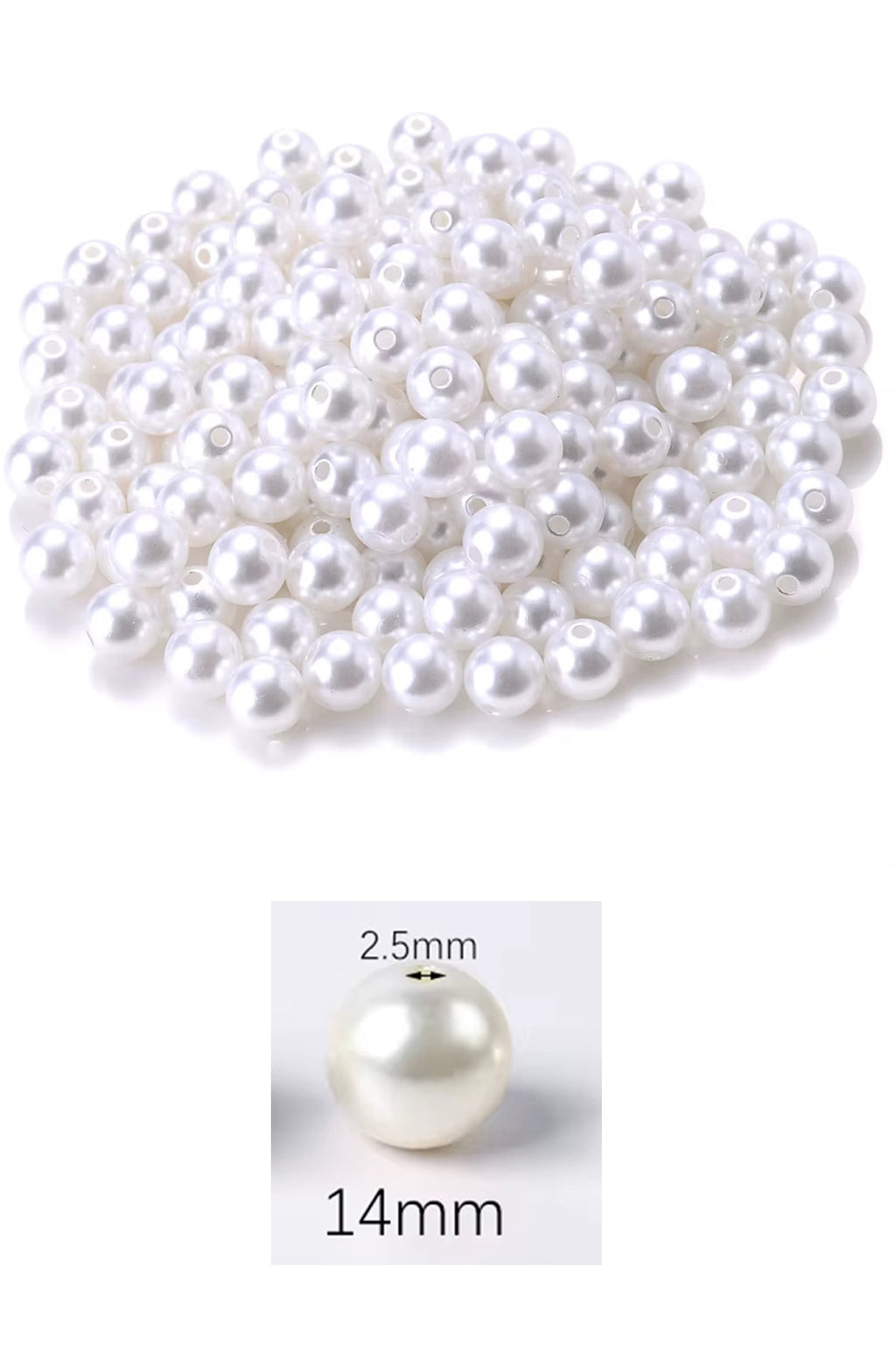 1.000 gram (1 kg.) 14mm Beyaz Renk Plastik İnci Boncuk Çanta ve Takı Yapım Boncuğu (~540 adet)