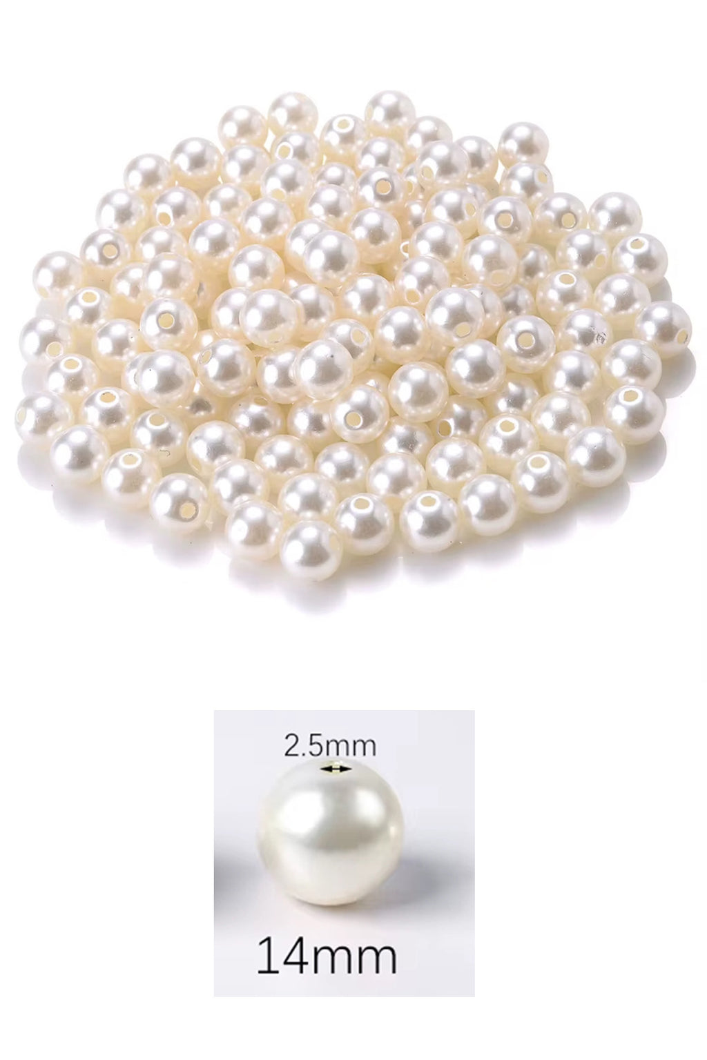 1.000 gram (1 kg.) 14mm Krem Renk Plastik İnci Boncuk Çanta ve Takı Yapım Boncuğu (~540 adet)