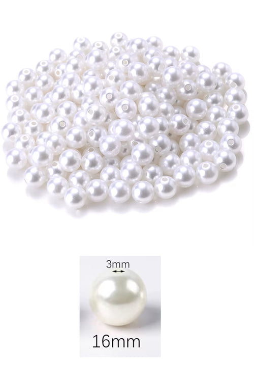 1.000 gram (1 kg.) 16mm Beyaz Renk Plastik İnci Boncuk Çanta ve Takı Yapım Boncuğu (~340 adet)