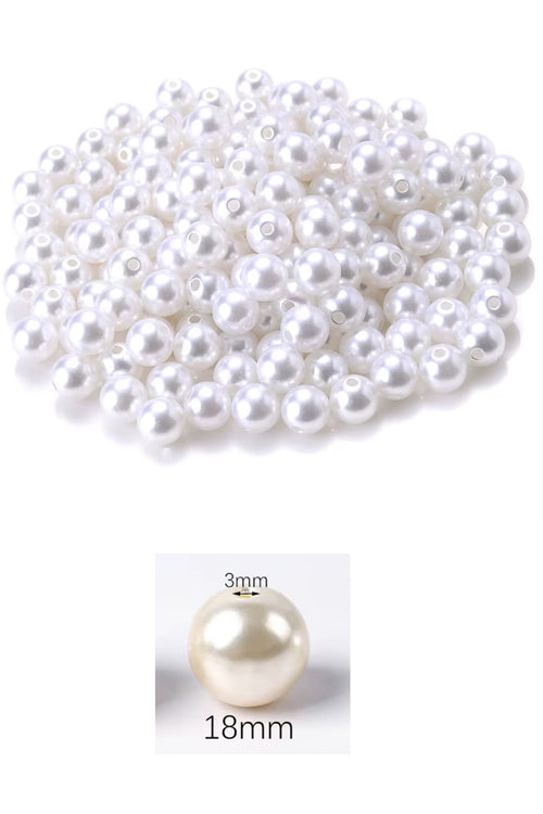 1.000 gram (1 kg.) 18mm Beyaz Renk Plastik İnci Boncuk Çanta ve Takı Yapım Boncuğu (~220 adet)