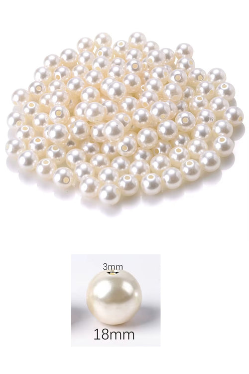 1.000 gram (1 kg.) 18mm Krem Renk Plastik İnci Boncuk Çanta ve Takı Yapım Boncuğu (~220 adet)