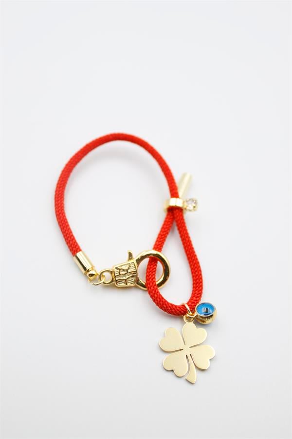 İpli Yonca Bileklik - Kırmızı