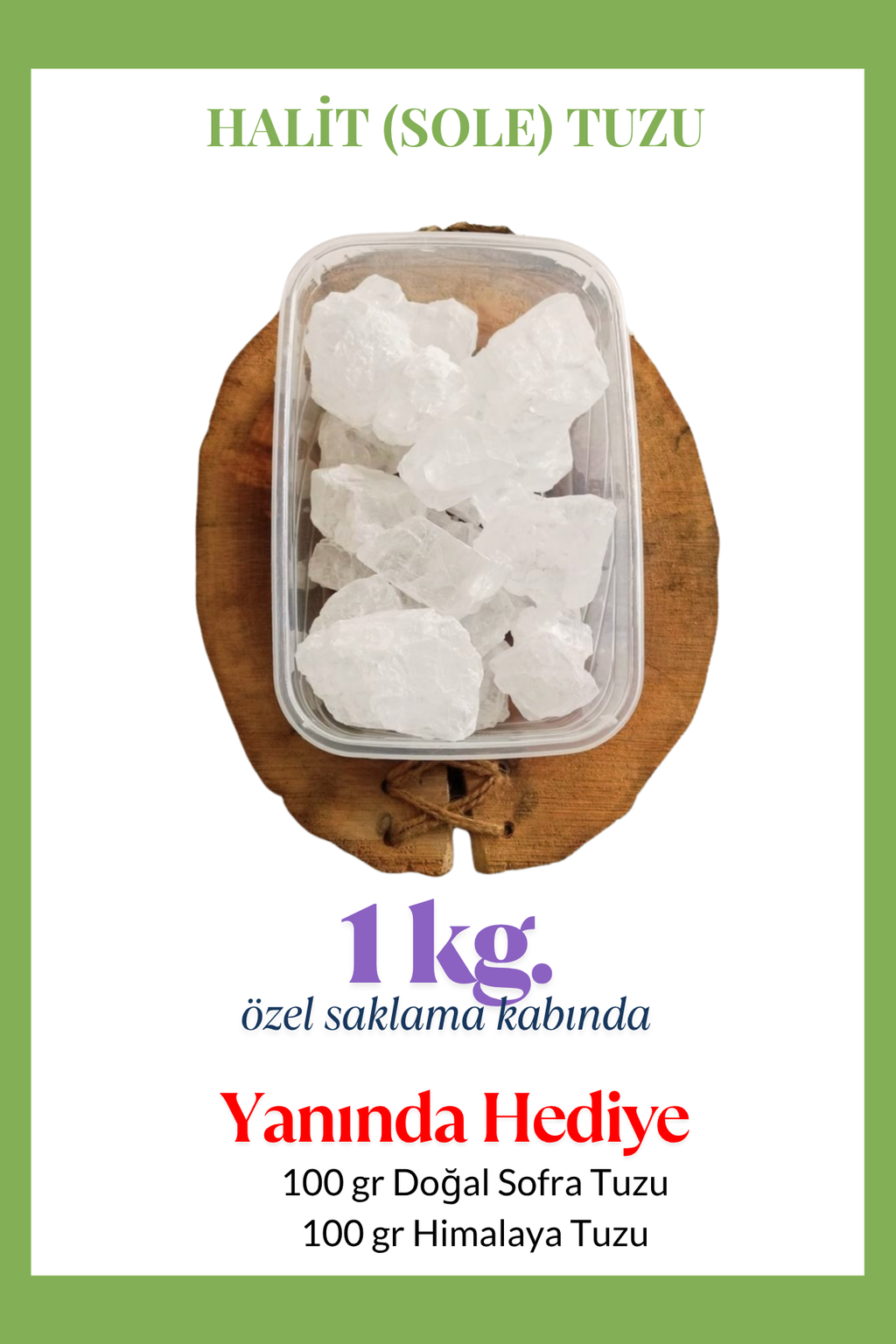 Halit Kristal Himalaya Tuzu 1 Kg. Berrak Kristal Tuz - Kristal Sole Tuzu Halit Tuz 1000 Gr. - HEDİYELİ