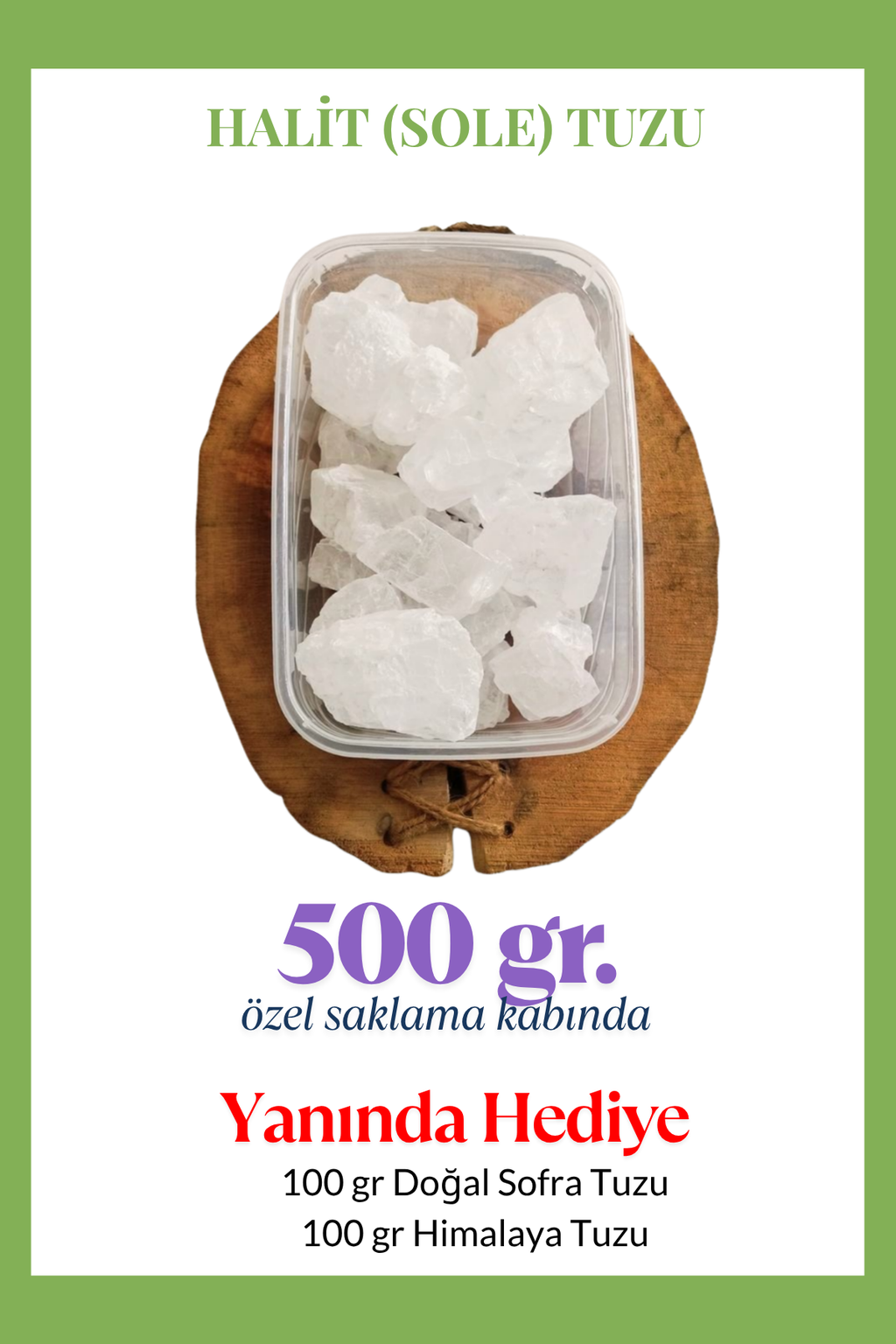 Halit Kristal Himalaya Tuzu 0,5 Kg. Berrak Kristal Tuz - Kristal Sole Tuzu Halit Tuz 500 Gr. - HEDİYELİ
