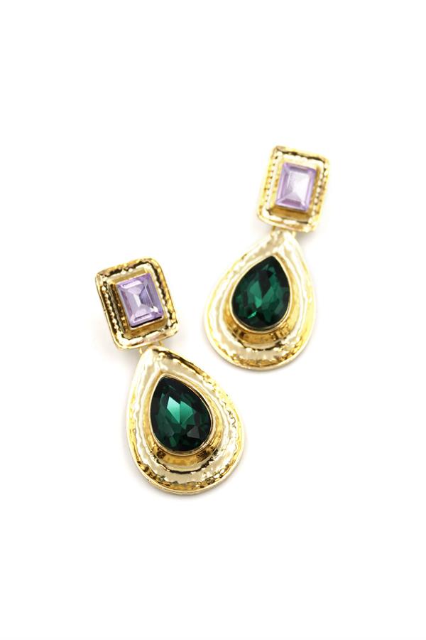 Damla Taşlı Küpe - Altın