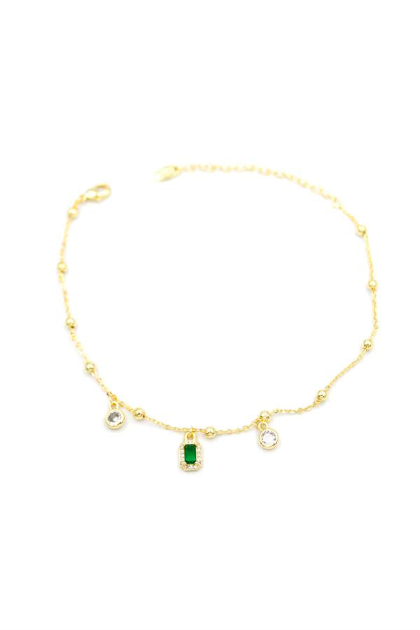 Renkli Taşlı Halhal - Yeşil