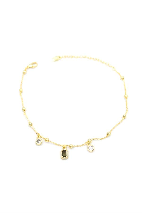 Renkli Taşlı Halhal - Siyah