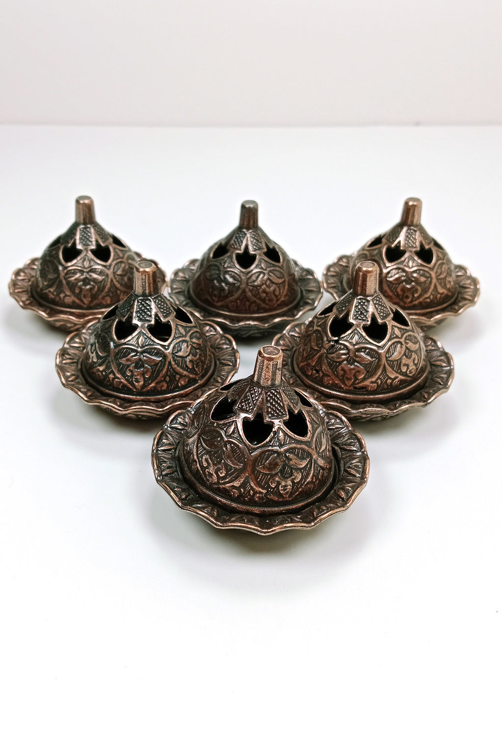 6 Lı Mini Eskitme Osmanlı Temalı Koyu Renk Lokumluk Sunum