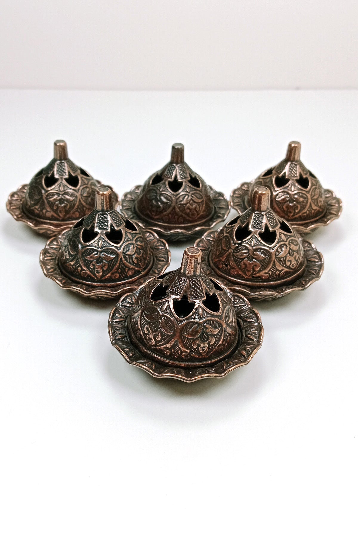 6 Lı Mini Eskitme Osmanlı Temalı Koyu Renk Lokumluk Sunum