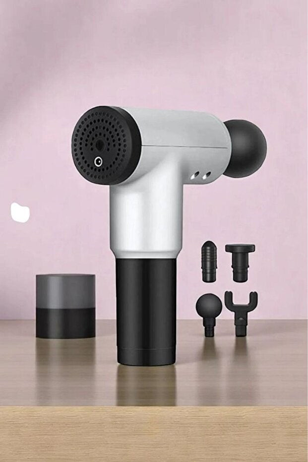 Yeni Nesil Masaj Tabancası 4 Başlıklı Sporcu Şarjlı Kablosuz Bacak Ayak Masaj Aleti Tabancası