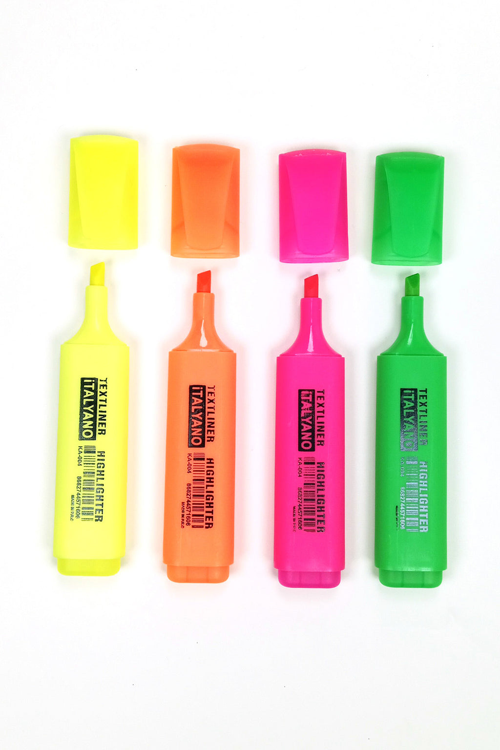4'lü Neon Renk İtalyano Fosforlu Kalem Ergonomik Tasarım Kolay Kullanım Fosforlu İşaret Kalemi