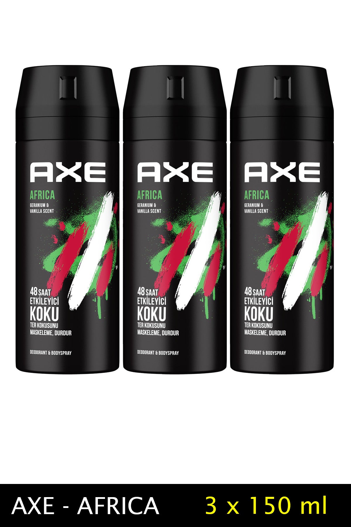 3 Adet Axe Africa Erkek Deodorant Sprey 150 ml