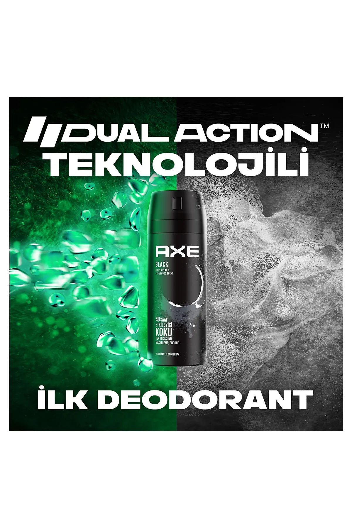 2 Adet Axe Erkek Deodorant & Bodyspray Black 48 Saat Etkileyici Koku Vücut Spreyi 150 ml