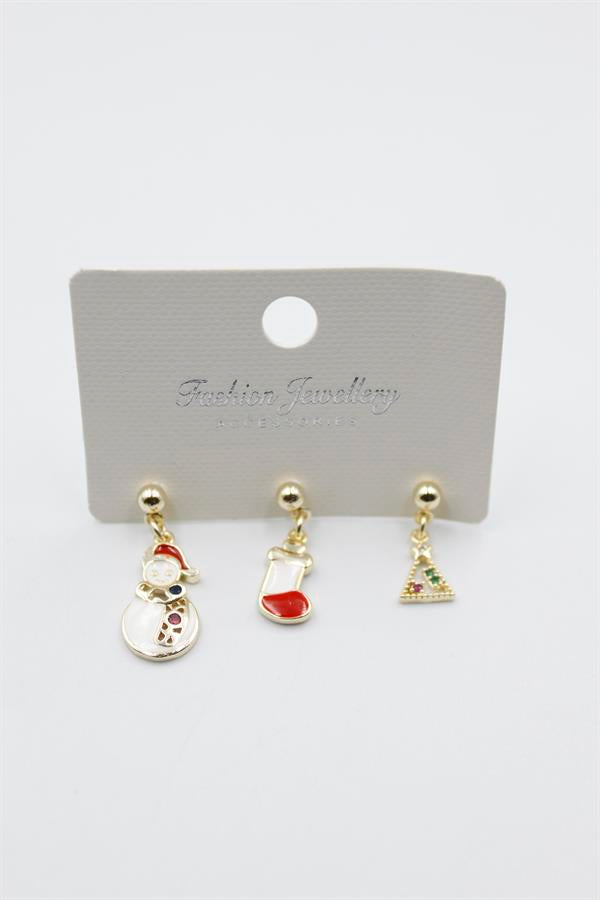 Yeni Yıl Temalı Küpe - Altın