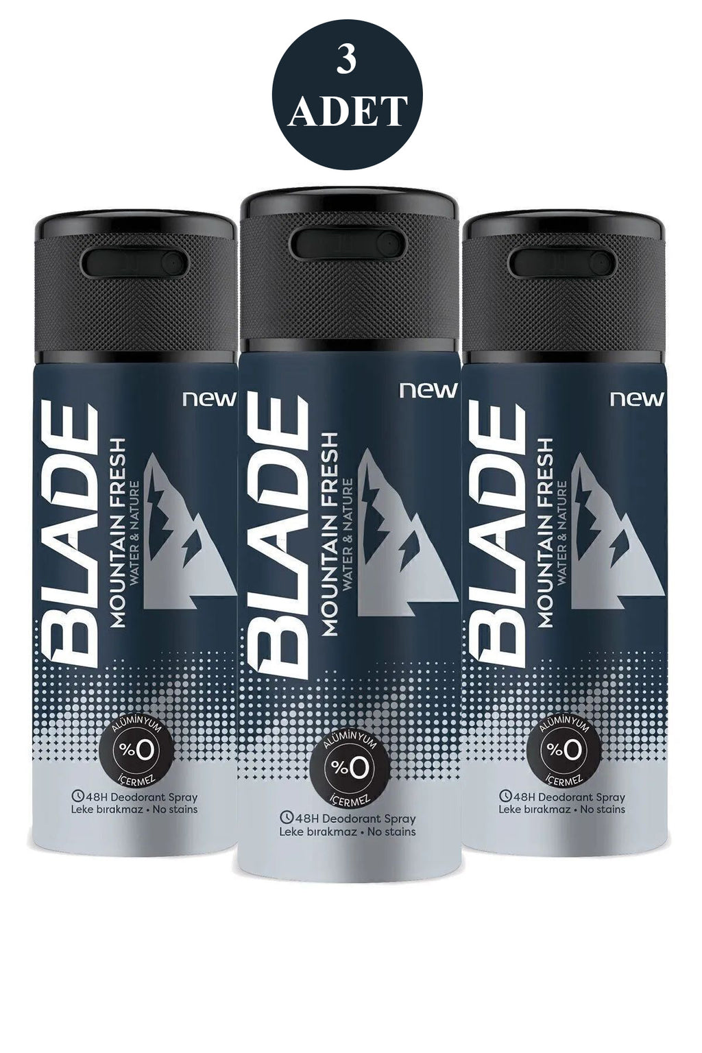 3 Adet Mountain Fresh Erkek Deodorant 150ml Leke Bırakmaz