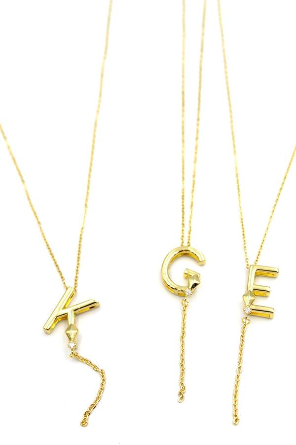 Uzak Şehir Harf Kolye - Altın