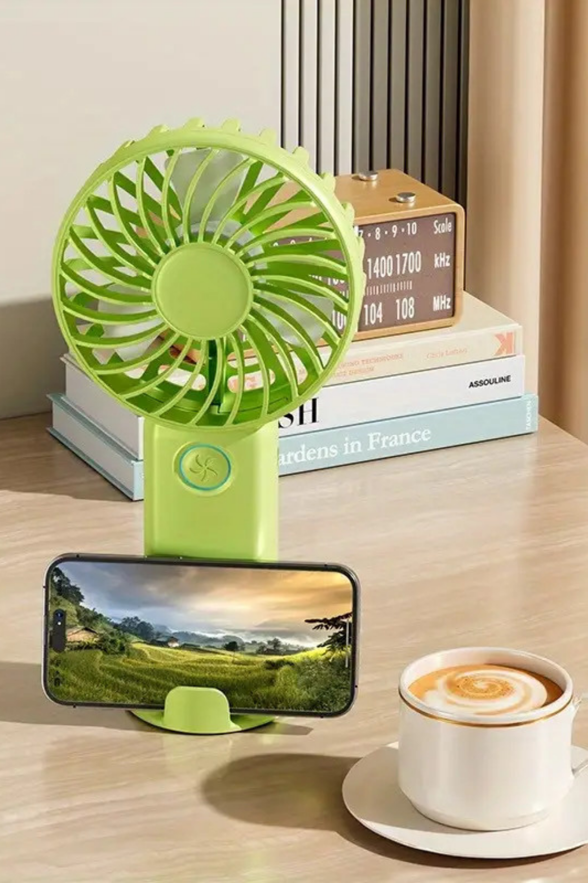 3 Hız Kademeli Şarjlı Sessiz El Vantilatörü Telefon Tutucu Özellikli El Masa Fanı