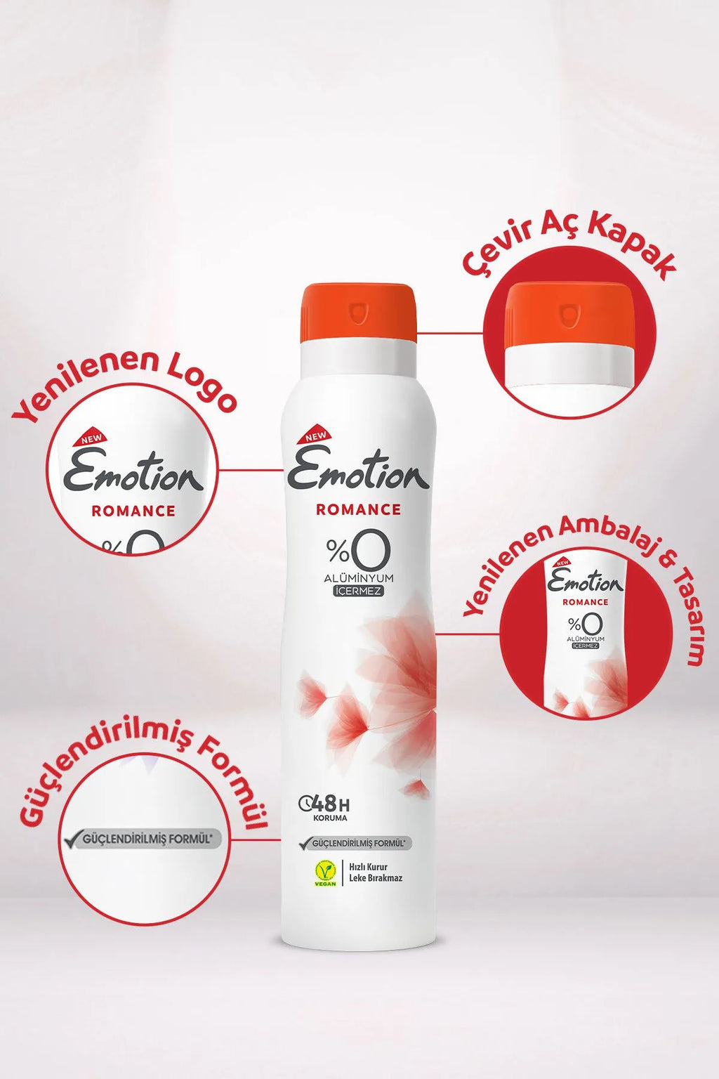 Emotion Romance Kadın Vegan Deodorant 150 Ml Hızlı Kurur, Leke Bırakmaz