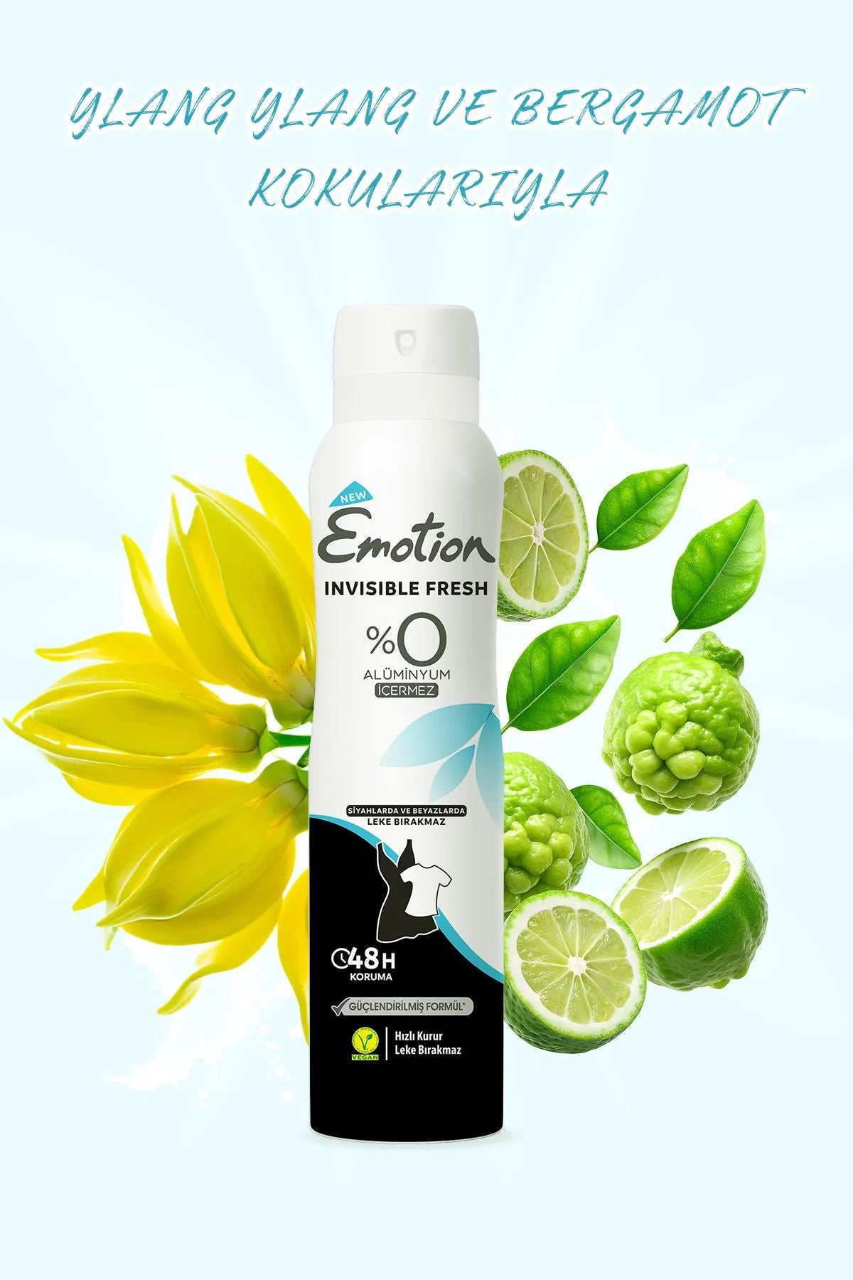 3 Adet Emotion Invisible Fresh Black & White Kadın Deodorant 150ml Vegan, Leke Bırakmaz
