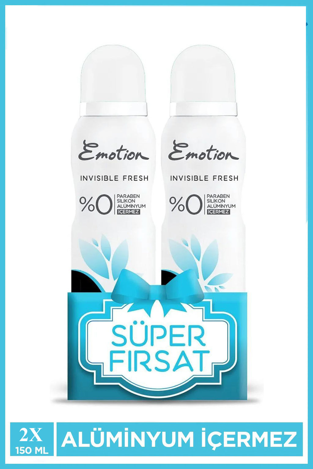 2 Adet Emotion Invisible Fresh Black & White Kadın Deodorant 150ml Vegan, Leke Bırakmaz