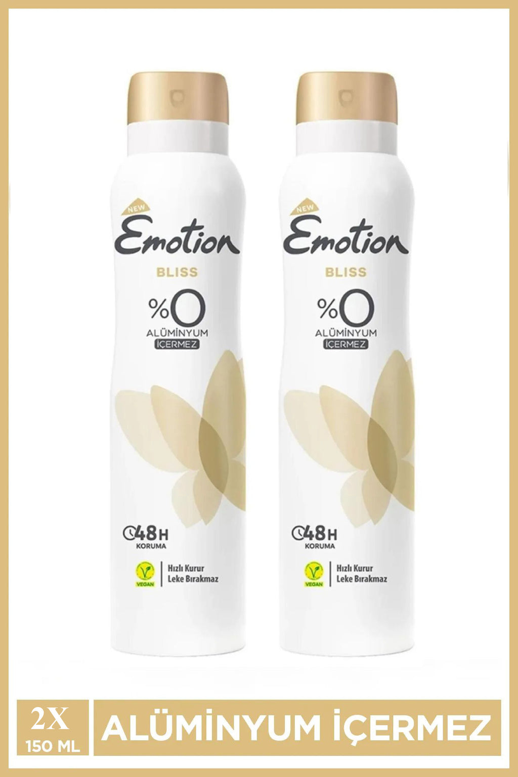 2 Adet Emotion Bliss Kadın Vegan Deodorant 150 Ml Hızlı Kurur , Leke Bırakmaz