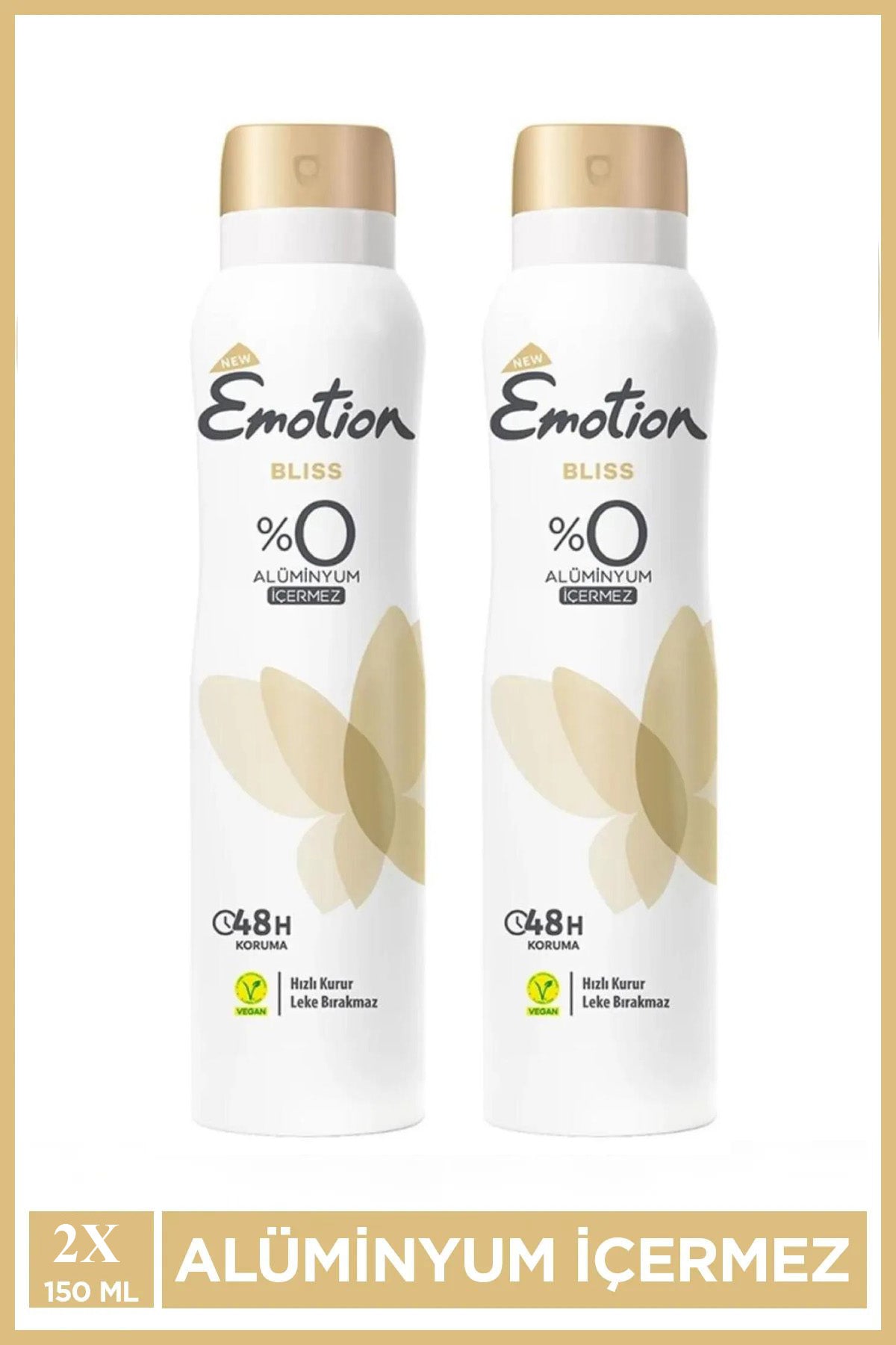 2 Adet Emotion Bliss Kadın Vegan Deodorant 150 Ml Hızlı Kurur , Leke Bırakmaz