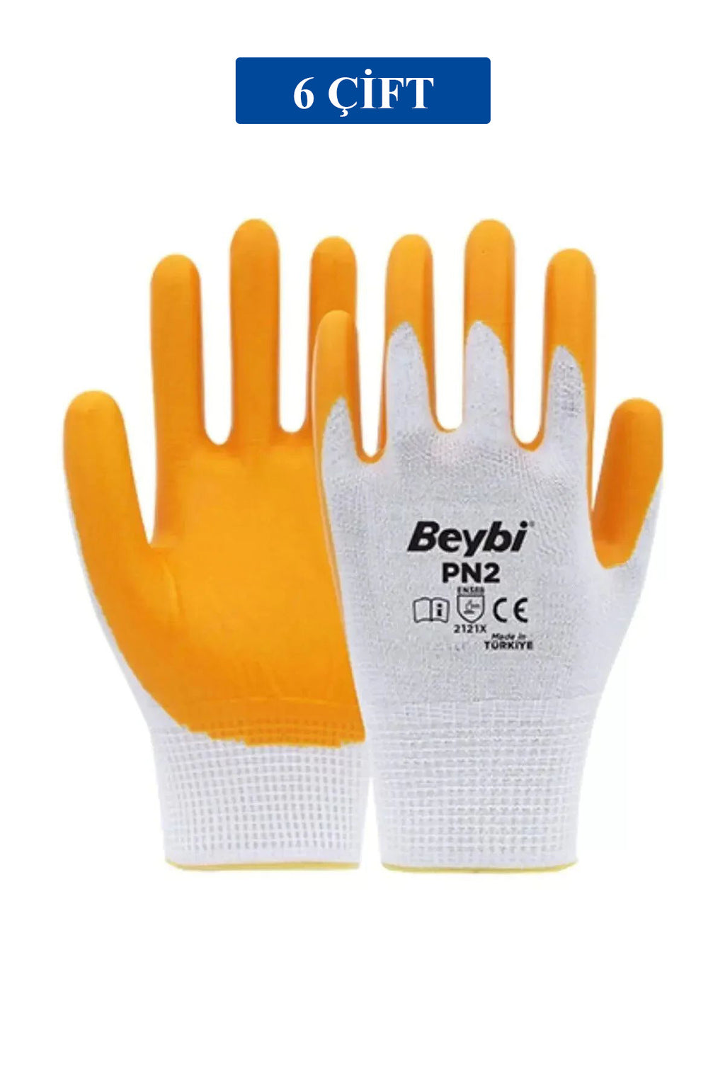 Pn2 Sarı Iş Eldiveni Polyester No:10 Örme Nitril Beybi Royaleks Group - 6 Çift