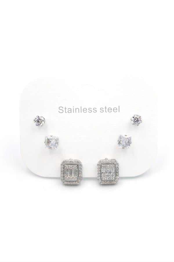 Çoklu Taşlı Küpe - Gümüş