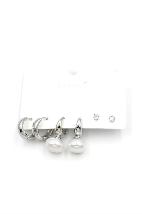 Çoklu İncili Küpe - Gümüş